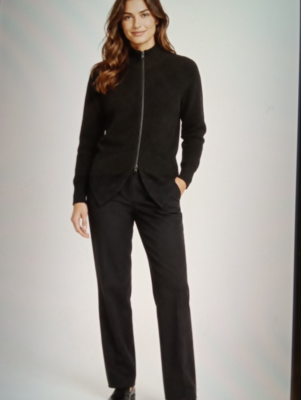Athleta En Route Full Zip Sweater Wool Blend Ribbed Long Sleeve Womens XS